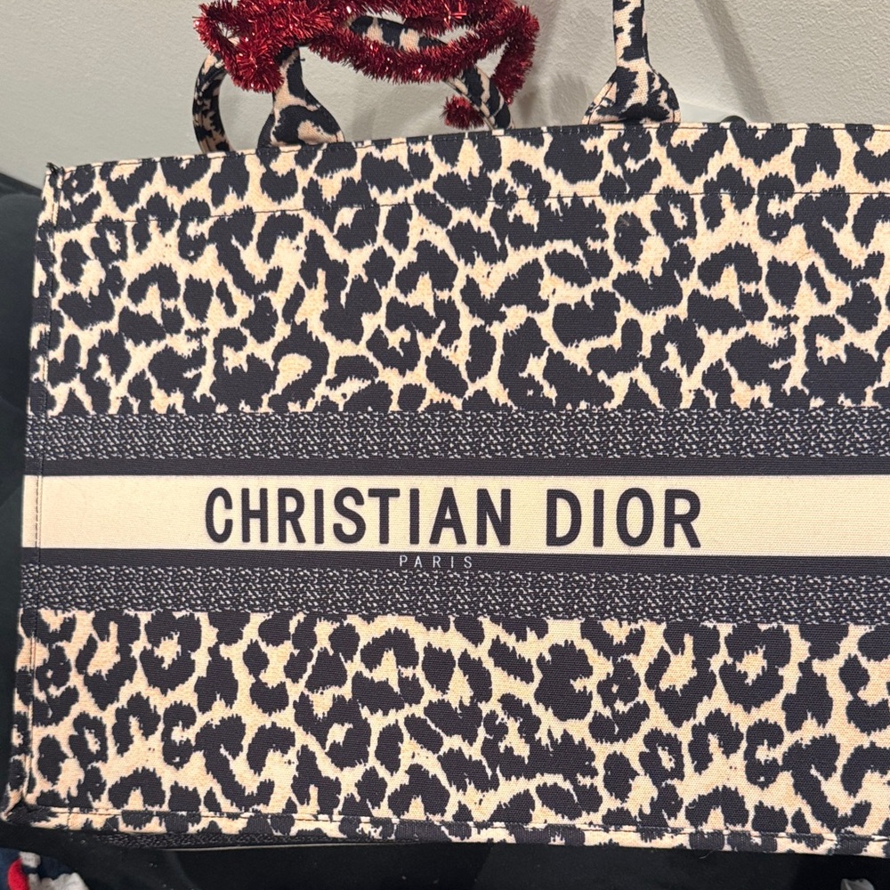 Dior Black and Tan Leopard Print Bag